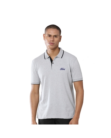 Greys&Blues Jacq Polo T-Shirt-Light Grey with Black
